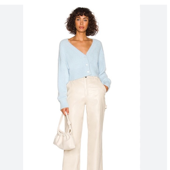 Lovers + Friends Sweaters - Gabby Cropped Cardigan in Baby Blue Lovers and Friends